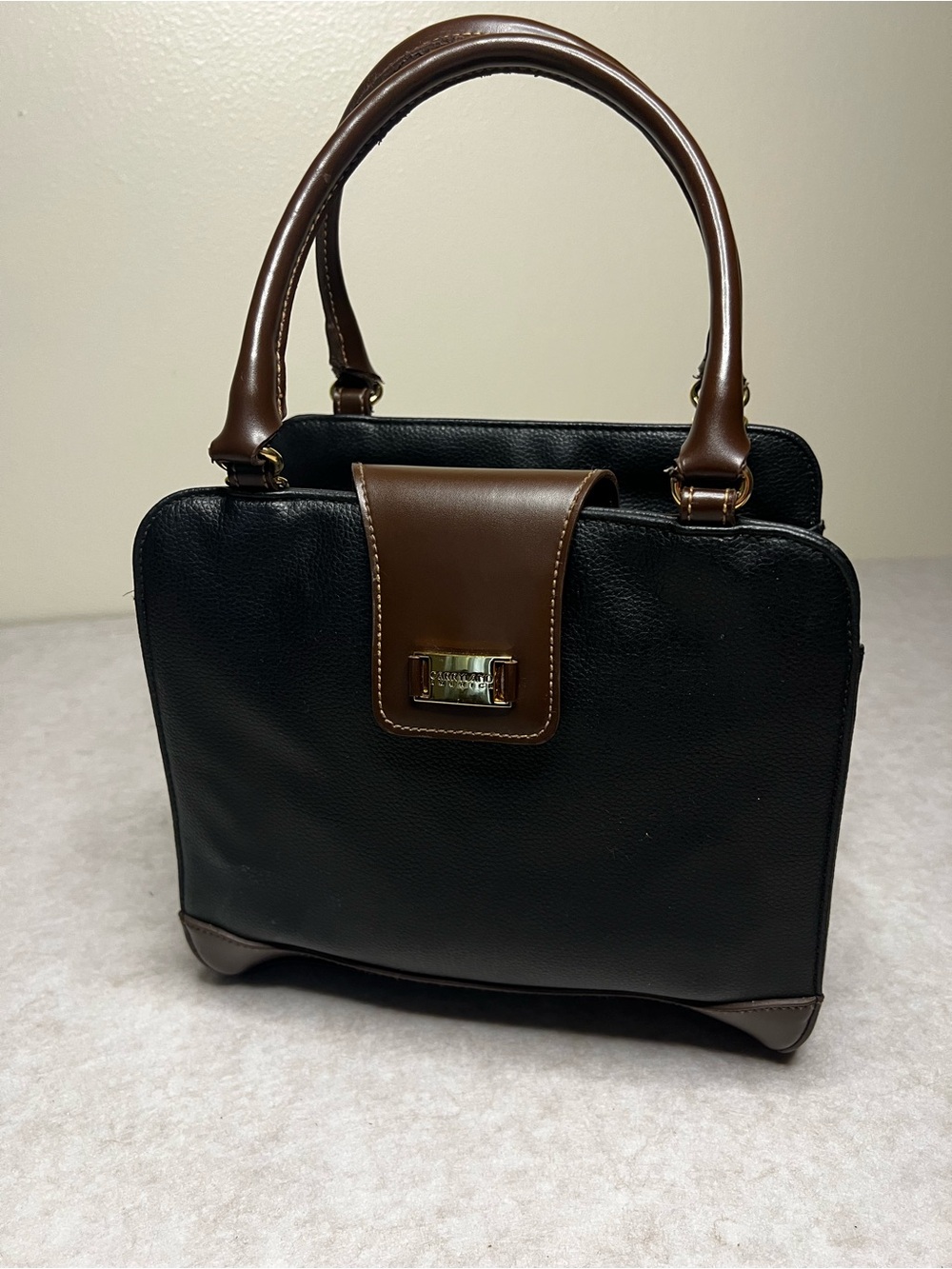 Vintage Carryland America Black Brown Triple Compartment Satchel Handbag 90’s